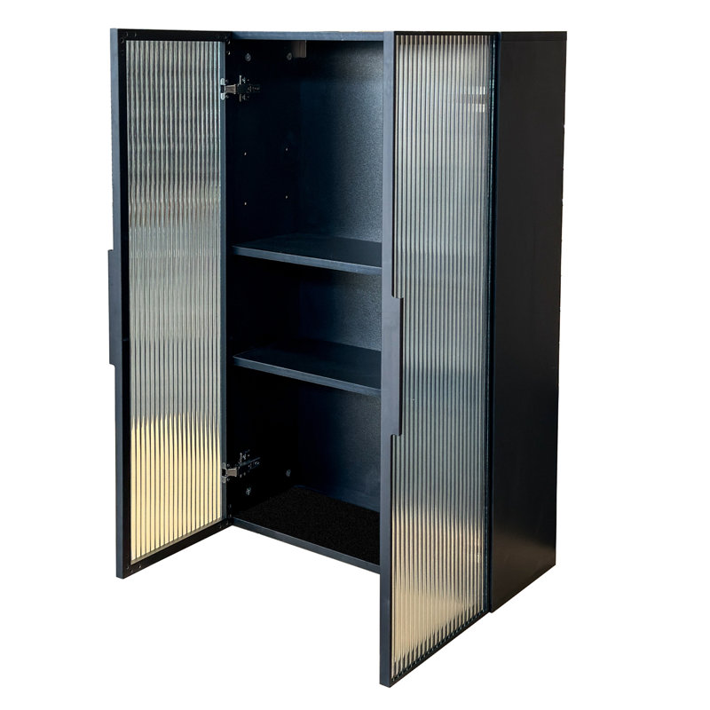 Armoire de rangement de salle de bain murale avec porte vitrée