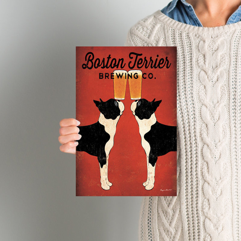 « boston terrier infusement co. »-affiche toile tendue tendue, H 12 po x l 8 po x P 0,75 po