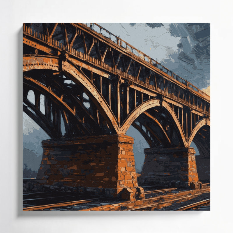 Art sur toile, pont de transport, 12" H x 12" W