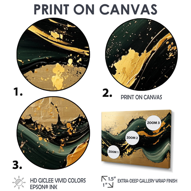 Sable doré des ombres de marbre émeraude II - marbre, art mural, H 12 po x l 20 po, Cadre flottant, Doré