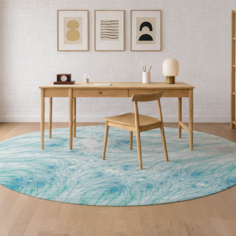 Tapis intérieur / extérieur lavable à la machine Chantille ACN2599, Ciel, Rond 8 pi