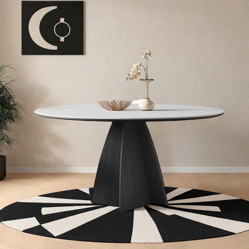 Table de dalle en pierre blanche moderne et minimaliste, H 29,5 po x L 47,2 po x l 47,2 po