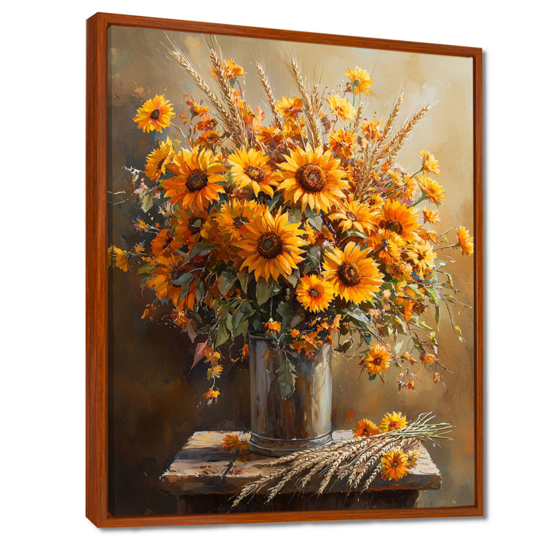 Waycross - impression sur toile florale, H 20 po x l 12 po, Impression encadrée flottante, Brun