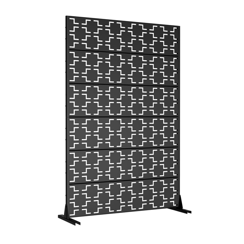 Moderne L 47 po x l 16 po x H 72 po en acier galvanisé noir intimité creusée galvanisée (1 paquet), Noir