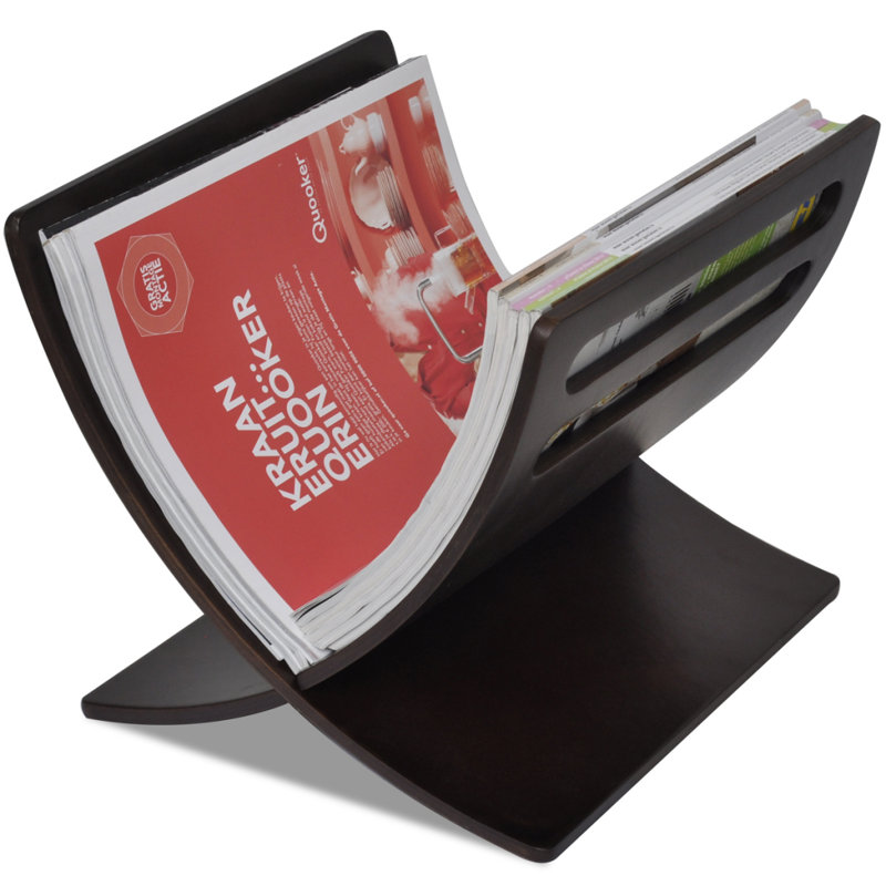 Wood Free Standing Magazine Rack, Brown