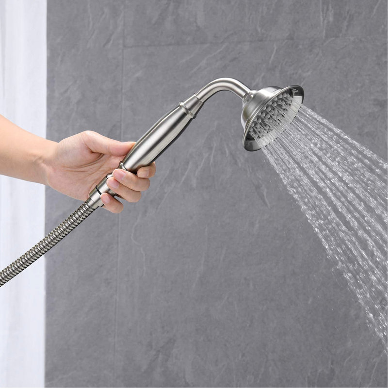Floor Mounted Tub Shower Faucet In Brushed Nickel - Meet Your Various Bathroom Demands Filler With 2.5 Gpm Hand Flow Rate For Efficient Use