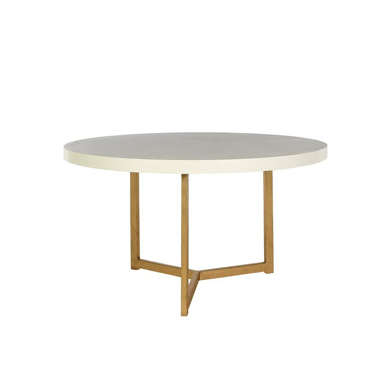 Table de salle à manger à tréteaux Valley, Feuille d’or, Blanc