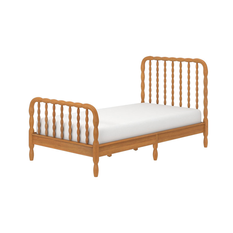 Lind Spindle Solid Wood Bed, Twin, Pecan