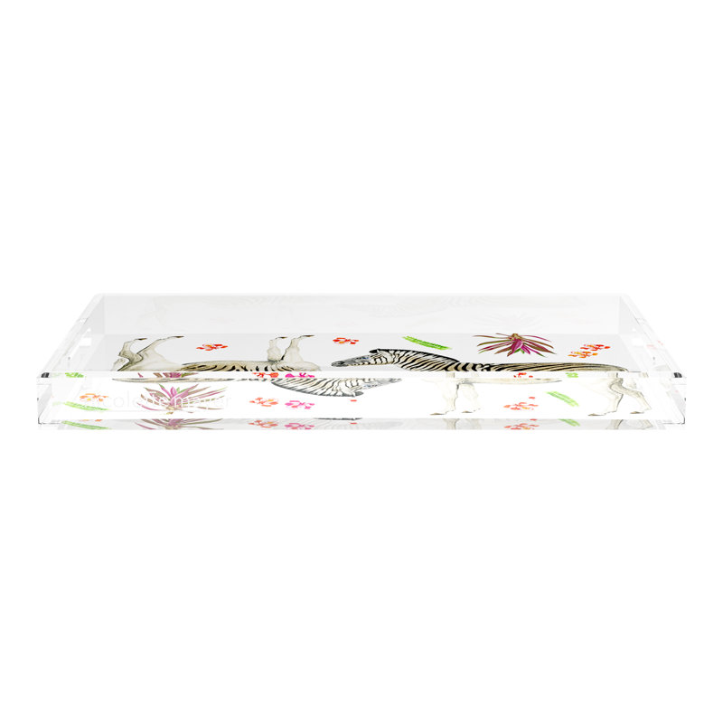 Plateau décoratif rectangulaire double zébré, L 22,5 po x P 14,5 po x H 2 po