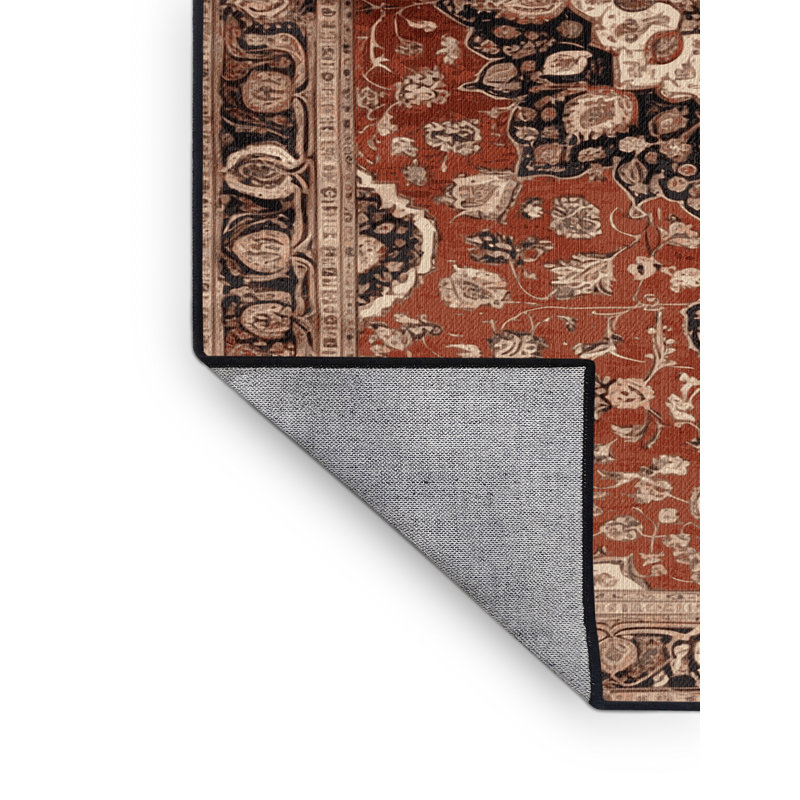 Machine Washable Persian Brown Area Rug, Square 5'