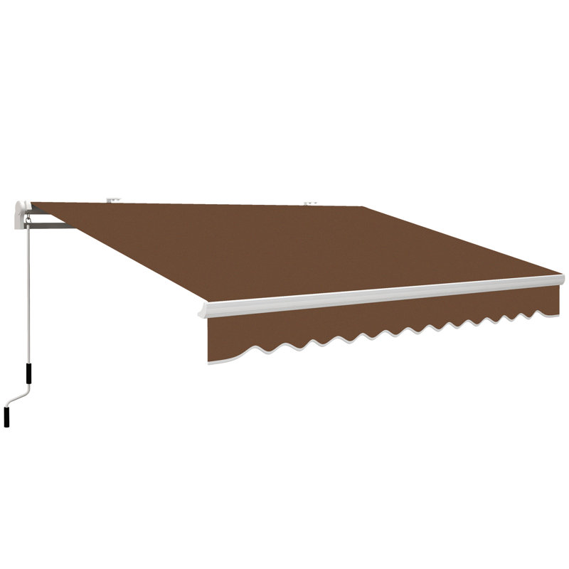 13' X 8' Retractable Awning, Patio Awnings, Sunshade Shelter W/ Manual Crank Handle, UV & Water-Resistant Fabric And Aluminum Frame For Deck, Balcony, Yard, Coffee Brown