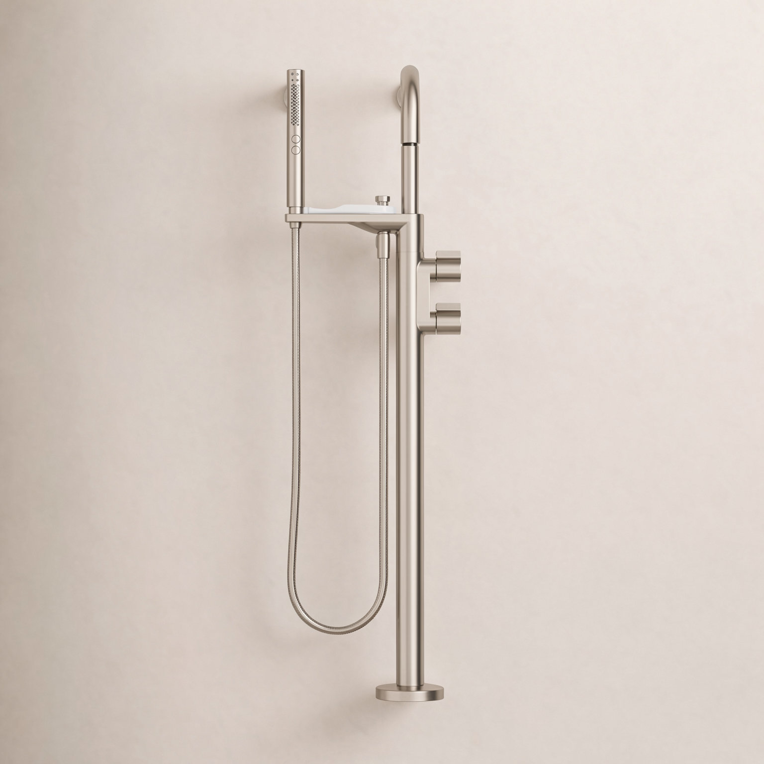 Components Freestanding Bath Filler Trim, Vibrant Brushed Nickel, Knob Handle