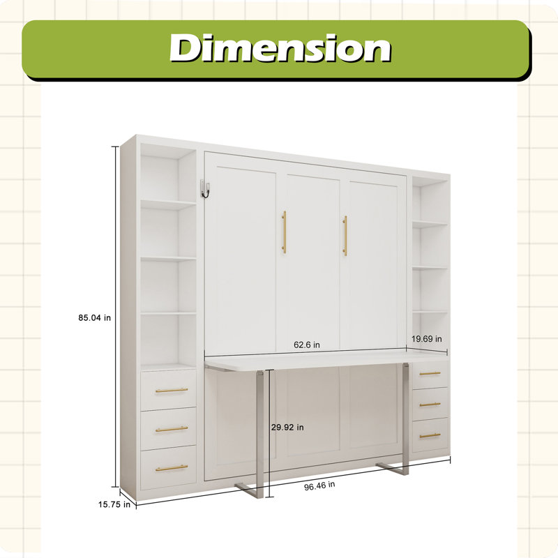 Queen Size Foldable Wall Bed For Study Room