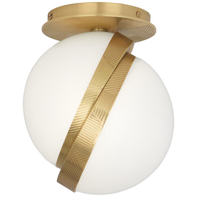 Modern Flushmount Lighting Fixture With Cased White Glass Shade ? E26 Medium Porcelain Socket, UL Listed For Dry Or Damp Locations