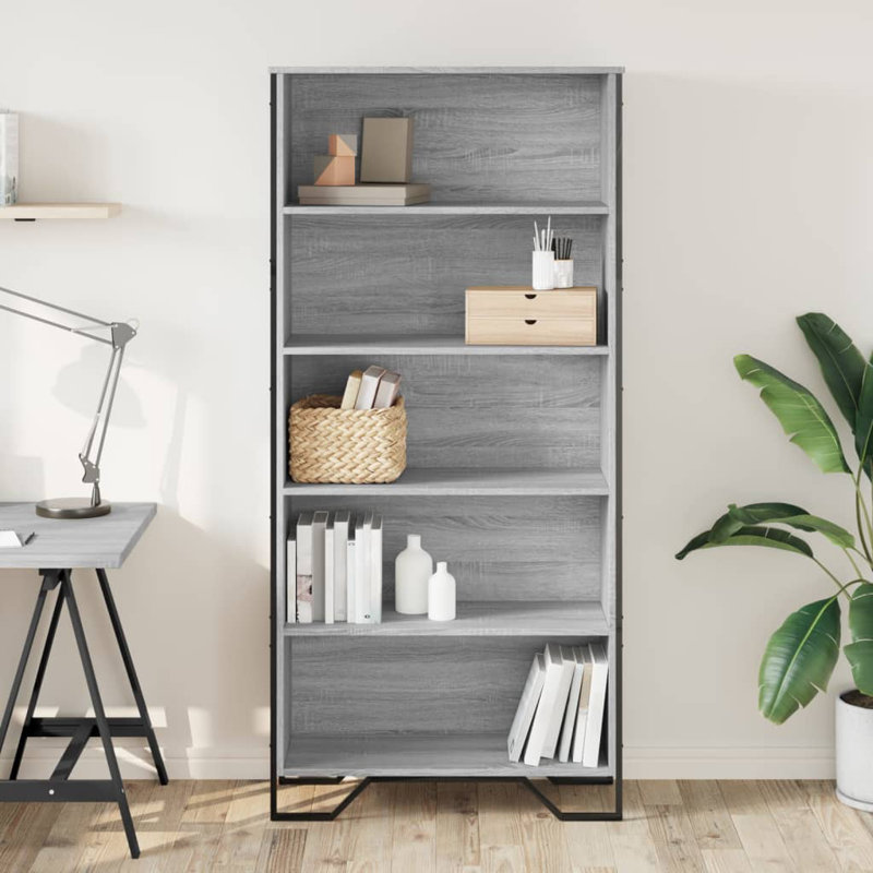 Samiria Bookcase, Grey Sonoma, (2 Shelves) 74.5cm H x 50cm W x 31cm D