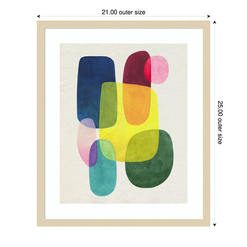 Sunlit Spectrum II Abstract Giclee Print with Natural Wood Frame