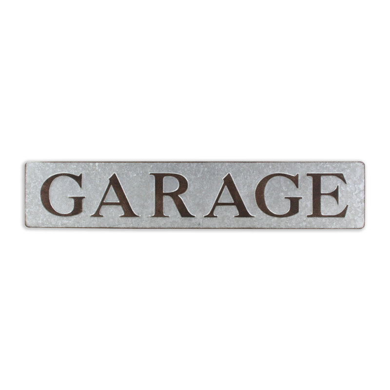 Décoration murale 7 po x 36 po en métal galvanisé gris et brun pour garage