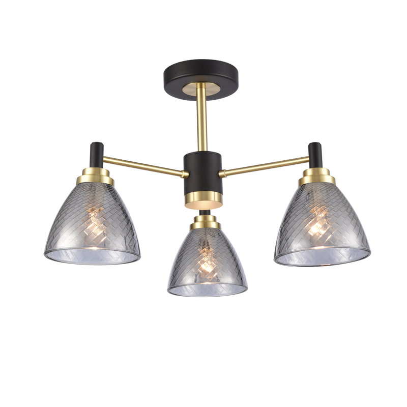 Spandana Flush Mount, Brass/Black