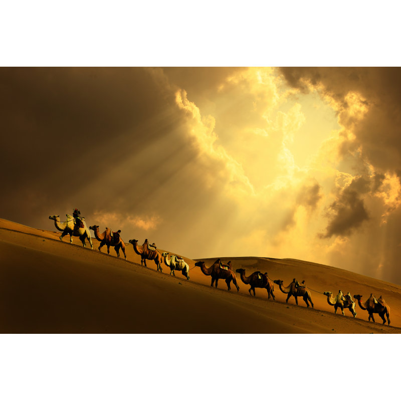 Caravan In The Desert - Wrapped Canvas Print, 61cm H x 91cm W x 3.8cm D