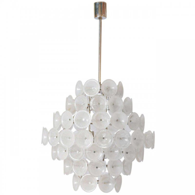 Lustre à niveaux 16 lumières en acier Murana, Noir / givré, Argent antique, 18” Diameter x 30” Height
