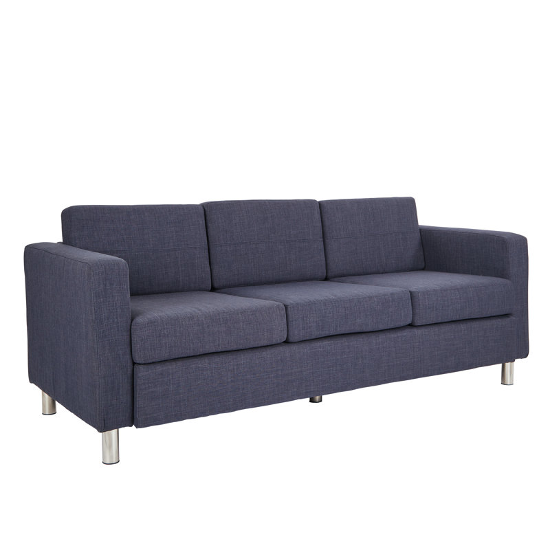 Desantiago Faux Leather 72.5'' Reception Sofa, Fabric Navy