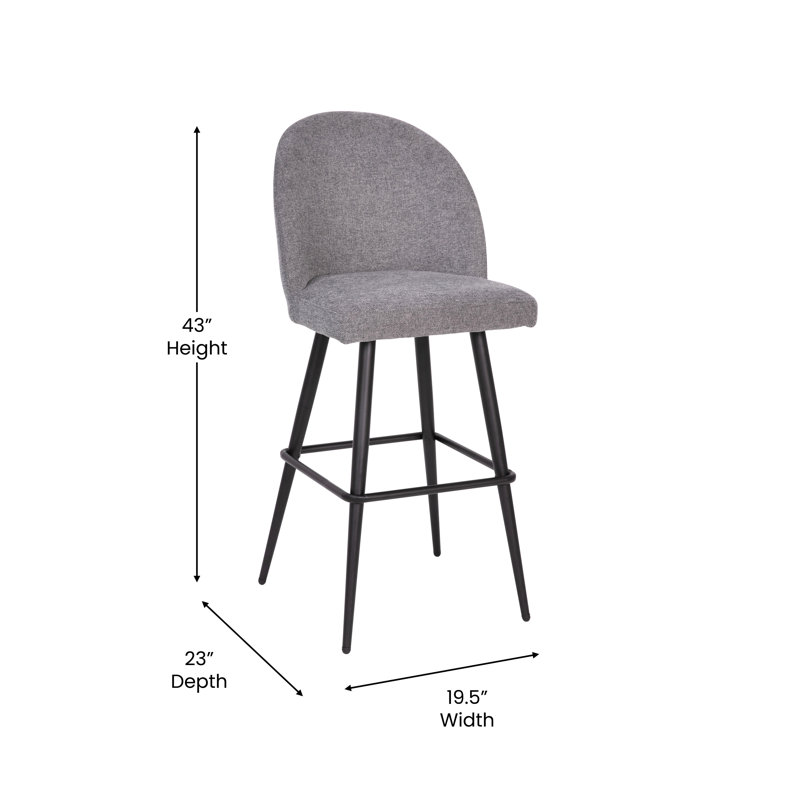 Gray Faux Leather and Metal Bar Stools, Set of 2