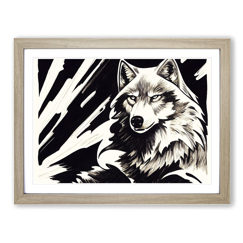 Wolf - Framed Print, 46cm H x 64cm W, Oak Framed