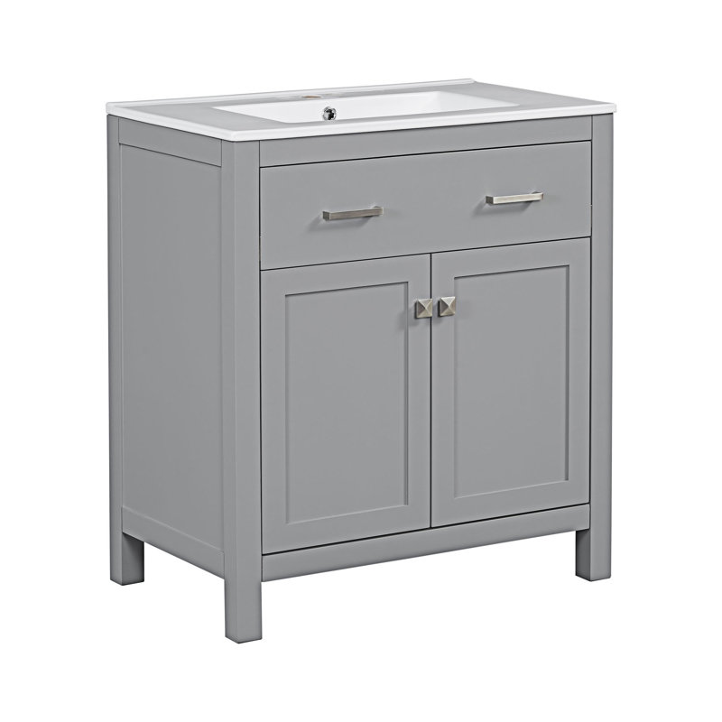 Bathroom Vanity Set With Double Vanities, Gray, Silver