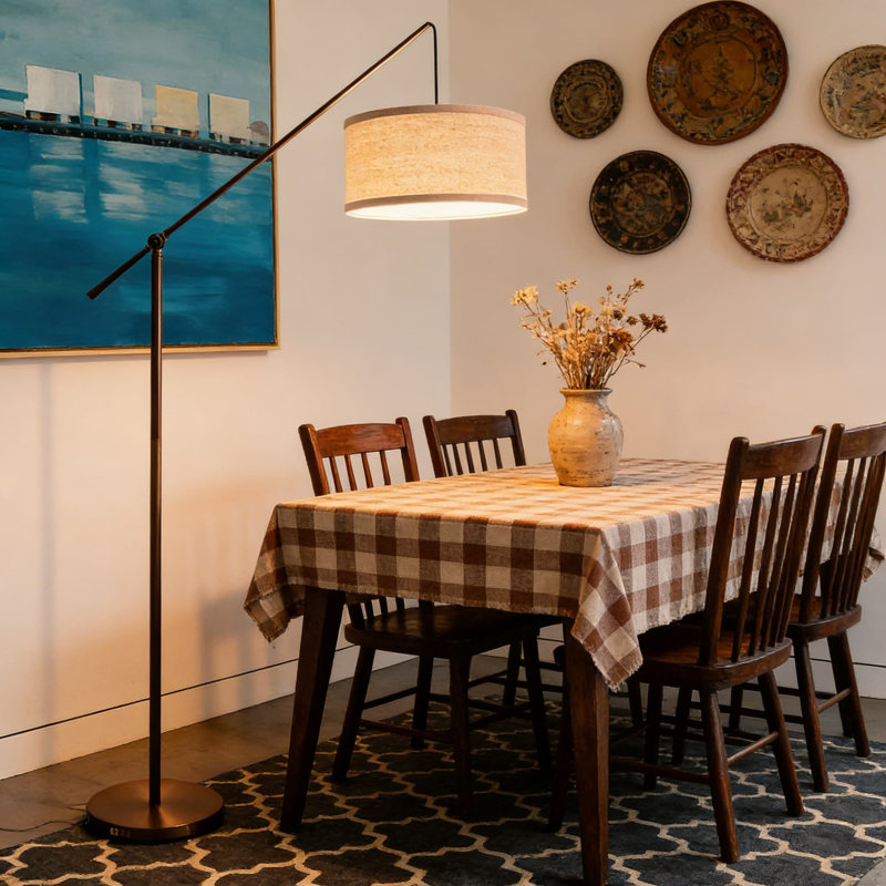 Lampe sur pied à 2 arcs avec bras réglable - Lampe sur pied moderne pour le salon, le bureau et la chambre à coucher avec base robuste et ampoules à DEL écoénergétiques