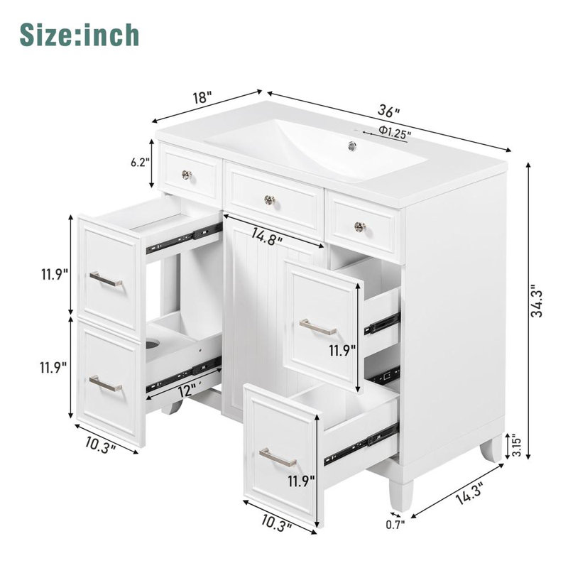 Bathroom Vanity Cabinet, White