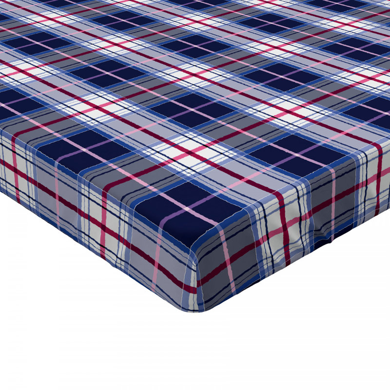 Queen Blue Striped Microfiber Fitted Bed Sheet