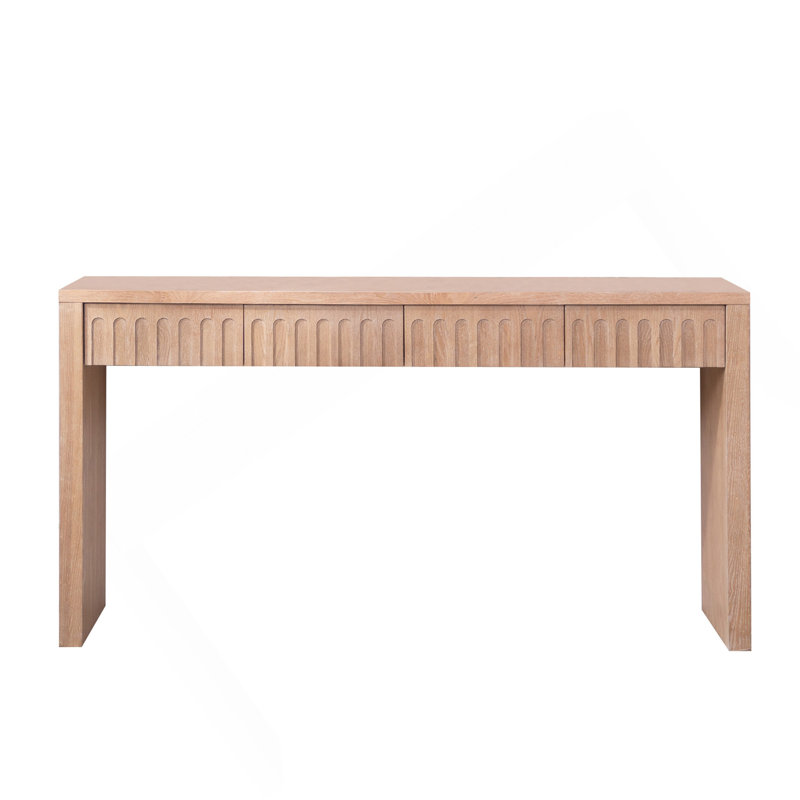 Console moderne à 4 tiroirs - Table d'entrée de 59,2 po en bois naturel