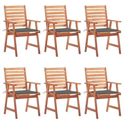 Chaise de patio pour l'extérieur avec coussins en bois d'acacia massif