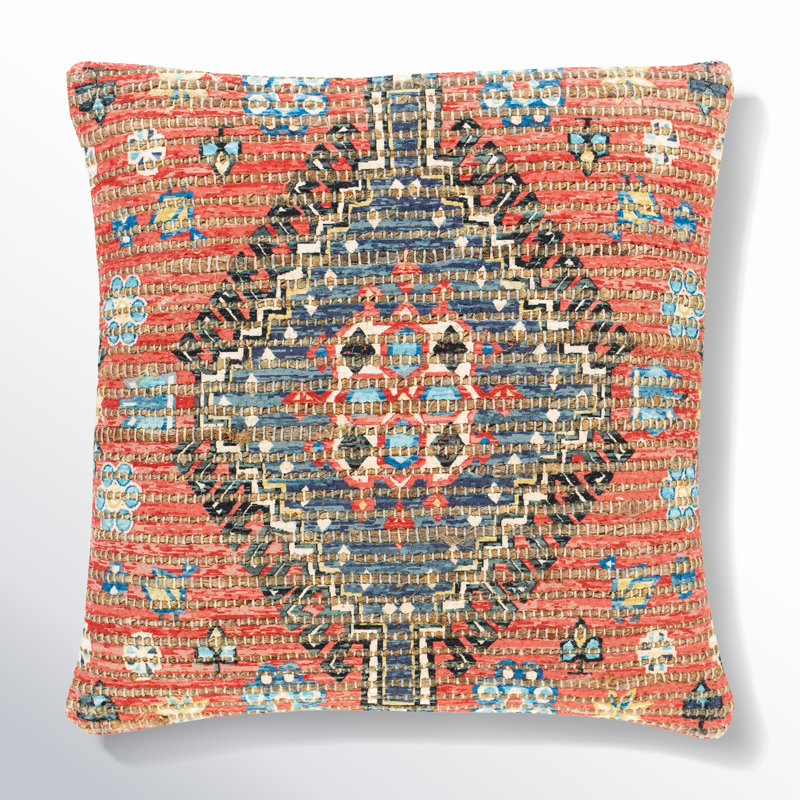 Vince Cotton Blend/Jute/Polyester/Polyester Blend Throw Square Pillow, Polyester/Polyfill