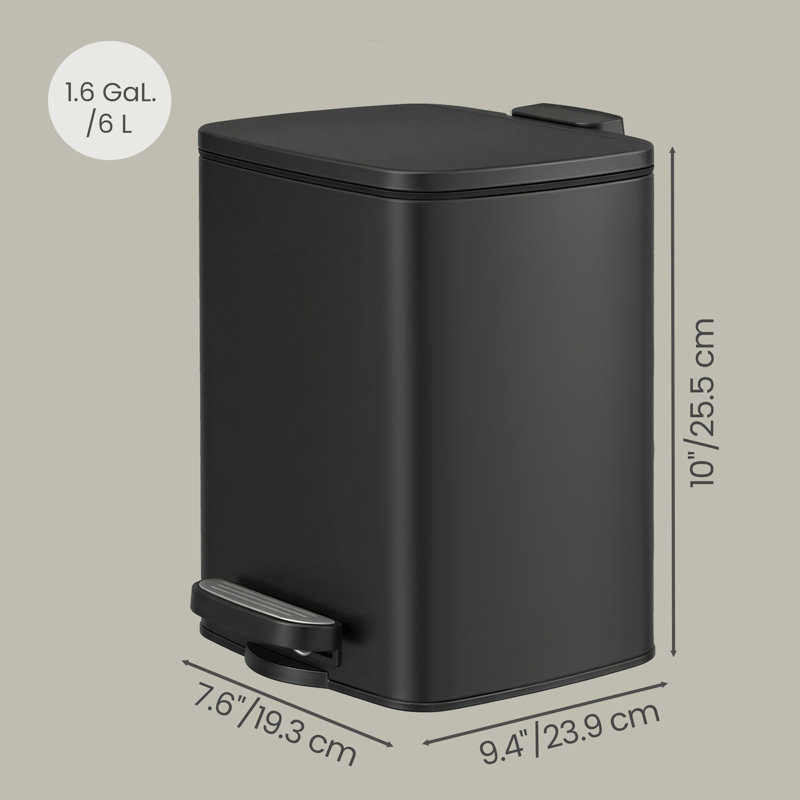19.5x24x25.5cm Steel Kitchen Trash Can, Black