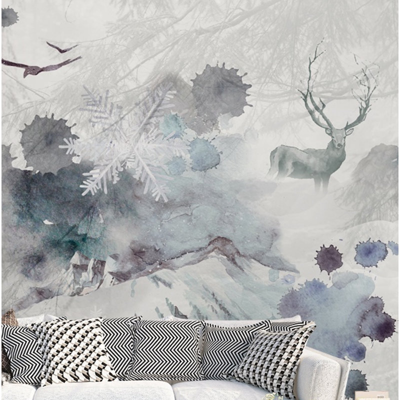 Murale moderne flocon de neige abstrait foncé Croteau, L 49 po x l 75 po