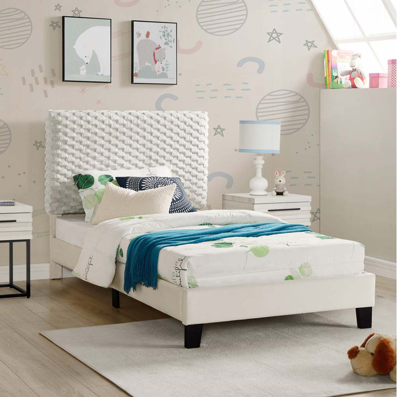 Plush 3D Upholstered Platform Bed, Twin