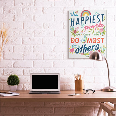 Traduction libre «Happy People Do Most for Autres» par June Erica Vess - Art textuel