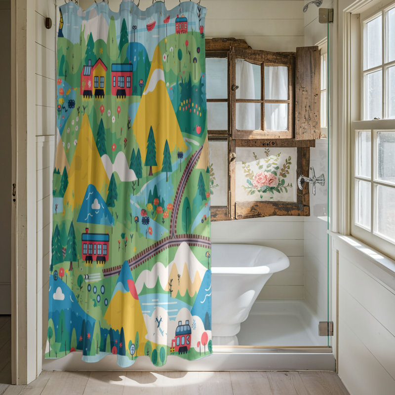 Brisk Train - Premium Shower Curtain, 74"H x 71"W