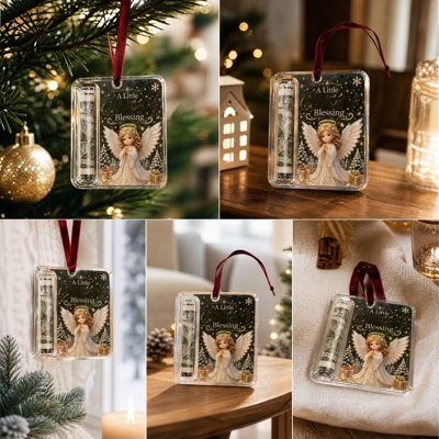 Décorations de Noël, argent de Noël, ornement en acrylique, carte-cadeau mignonne, argent suspendu pour Noël, décoration de Noël, cadeau en argent pour la famille