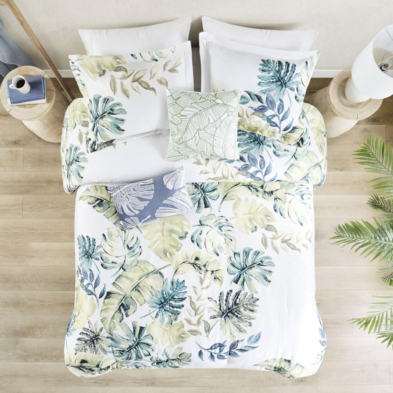 Édredon 6 pièces pour grand lit - tissu 100% coton imprimé tropical