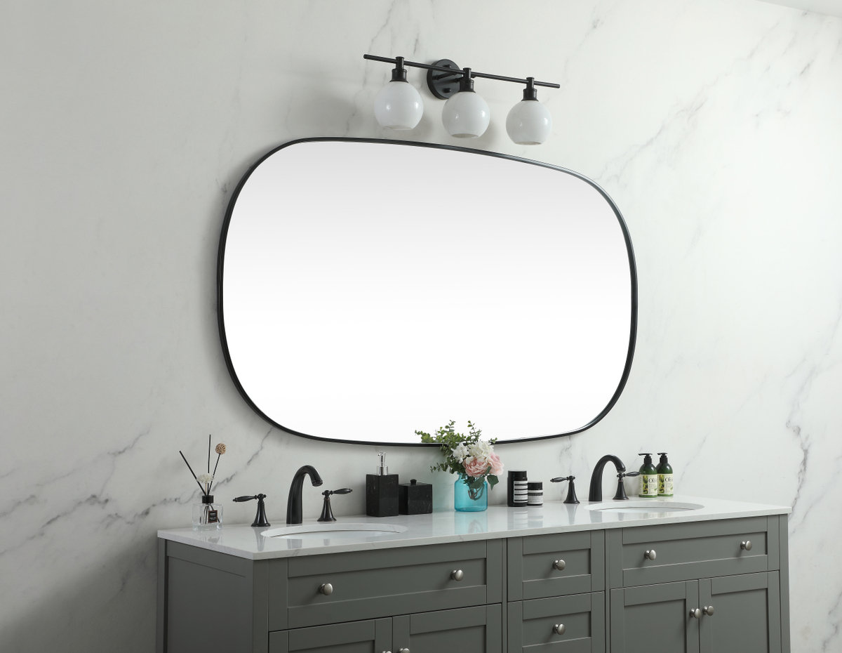 Bertin Metal Oval Wall Mirror, Black, 60"  x 36" 