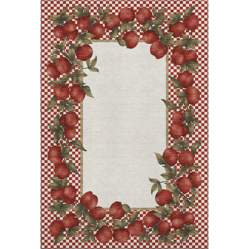 Premium Machine Washable Chiekezi AMF164 Apple Rug, Rectangle 2'6" x 3'10"