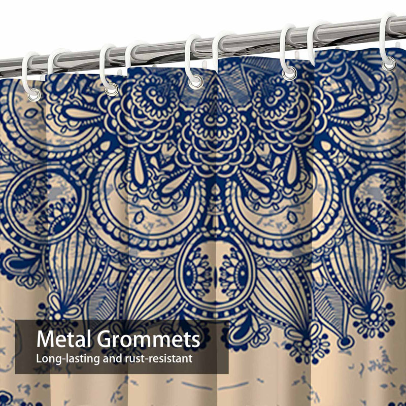Rideau de douche imperméable à motif floral rétro à motif floral avec 12 crochets, L 72 po x l 84 po