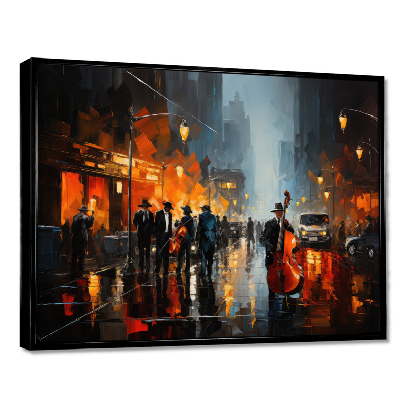 Jazz afro-américain Harlem City - impressions sur toile, art mural Harlem Jazz, H 24 po x l 32 po, Noir