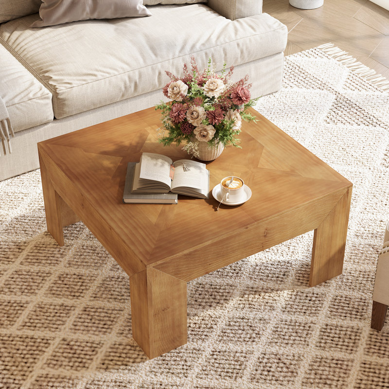 39.37" Solid Wood Square Coffee Table