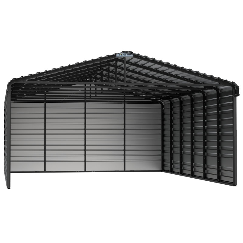 Steel Carport With 3 Wall Kits, 20X29X09, Gray