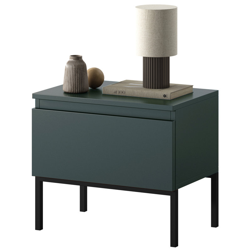 Auburntown 49cm W Manufactured Wood Bedside Table, Dark Green 