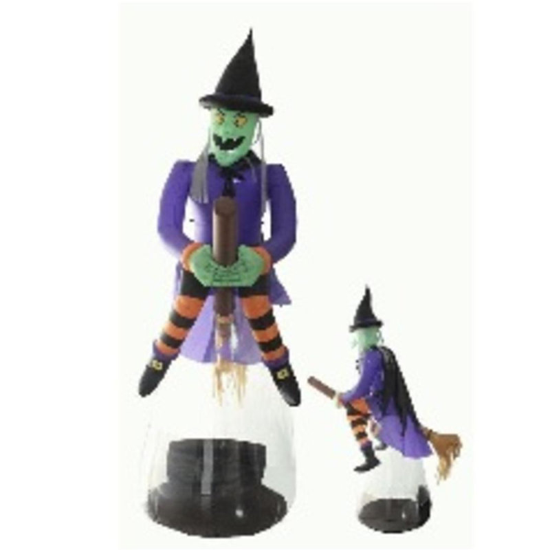Décoration extérieure d'Halloween sorcière volante mauve et noire 11 pi