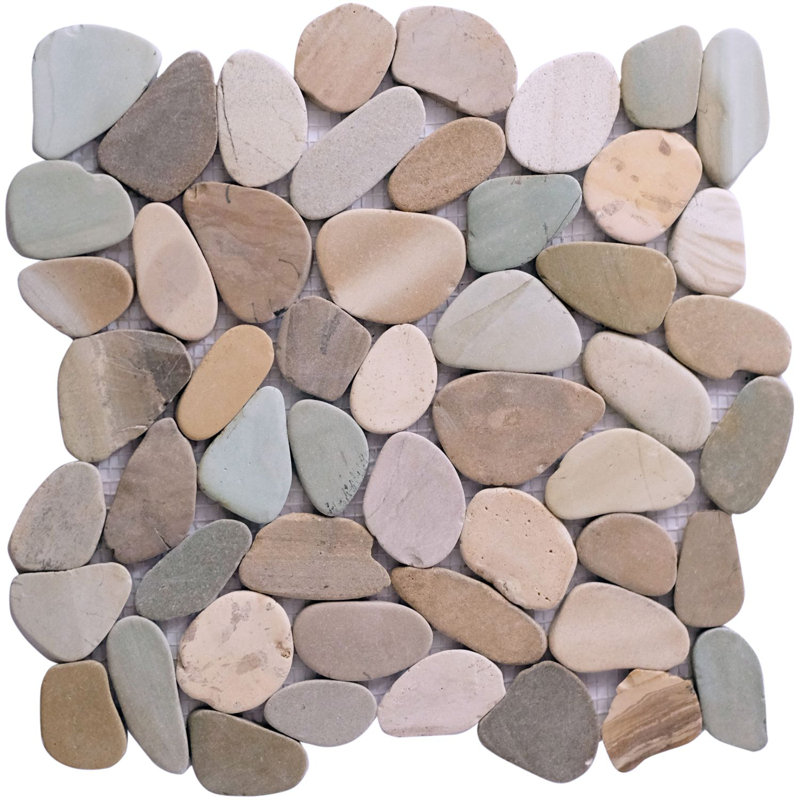 Hawaii 12" x 12" Natural Stone Pebbles Mosaic Wall & Floor Tile, Olive